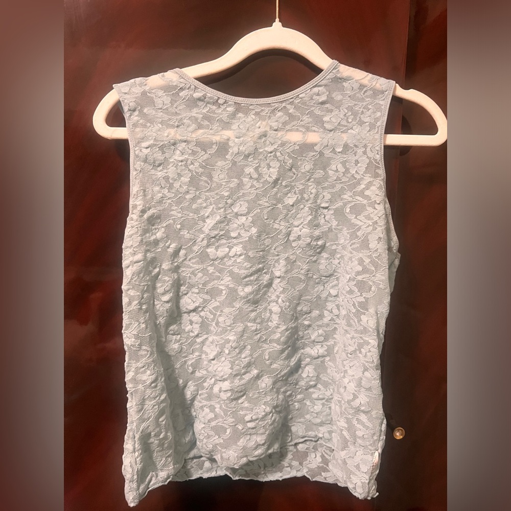 DKNY VINTAGE BABY BLUE LACE TOP Size S